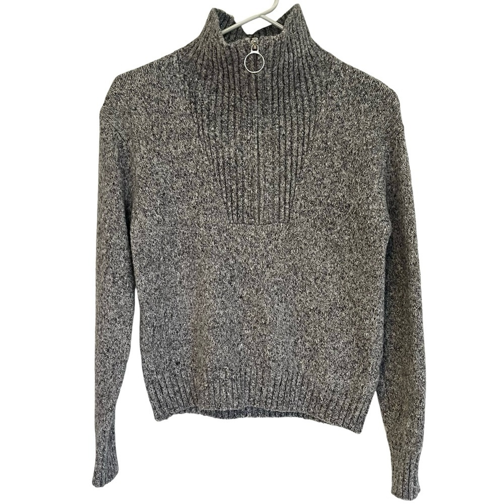 Old Navy Womens XS Sweater Mock Neck 1/4 Zip Dark Gray